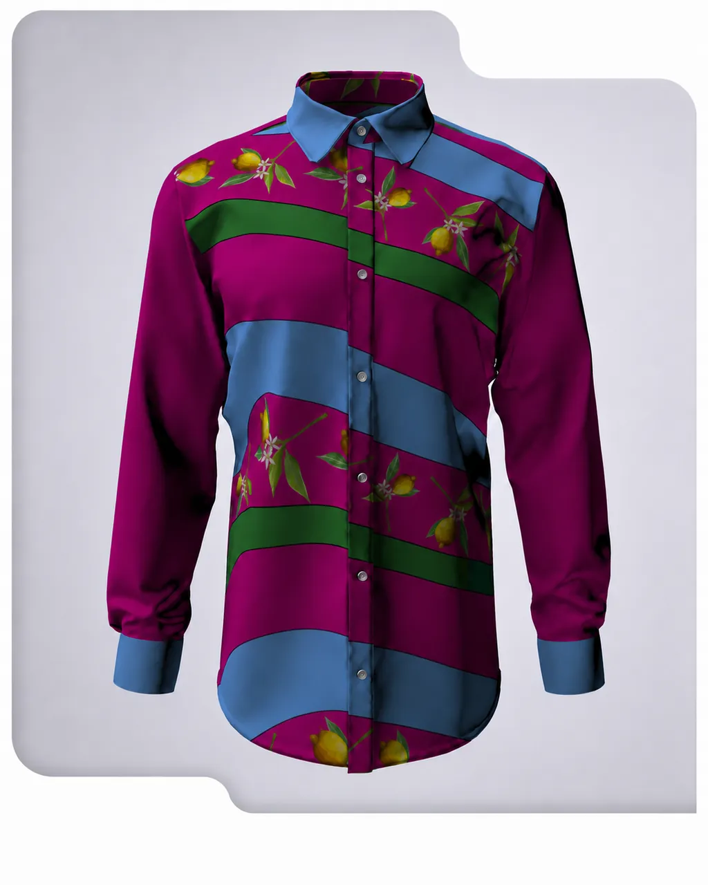Camicia sartoriale a righe con motivo a limoni — campione abiti da lavoro Paolino